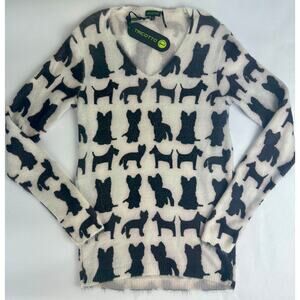 Y2K Vintage Scotty Dog Scotty Dog Scottish Terrier V-Neck Sweater NWT Size Small